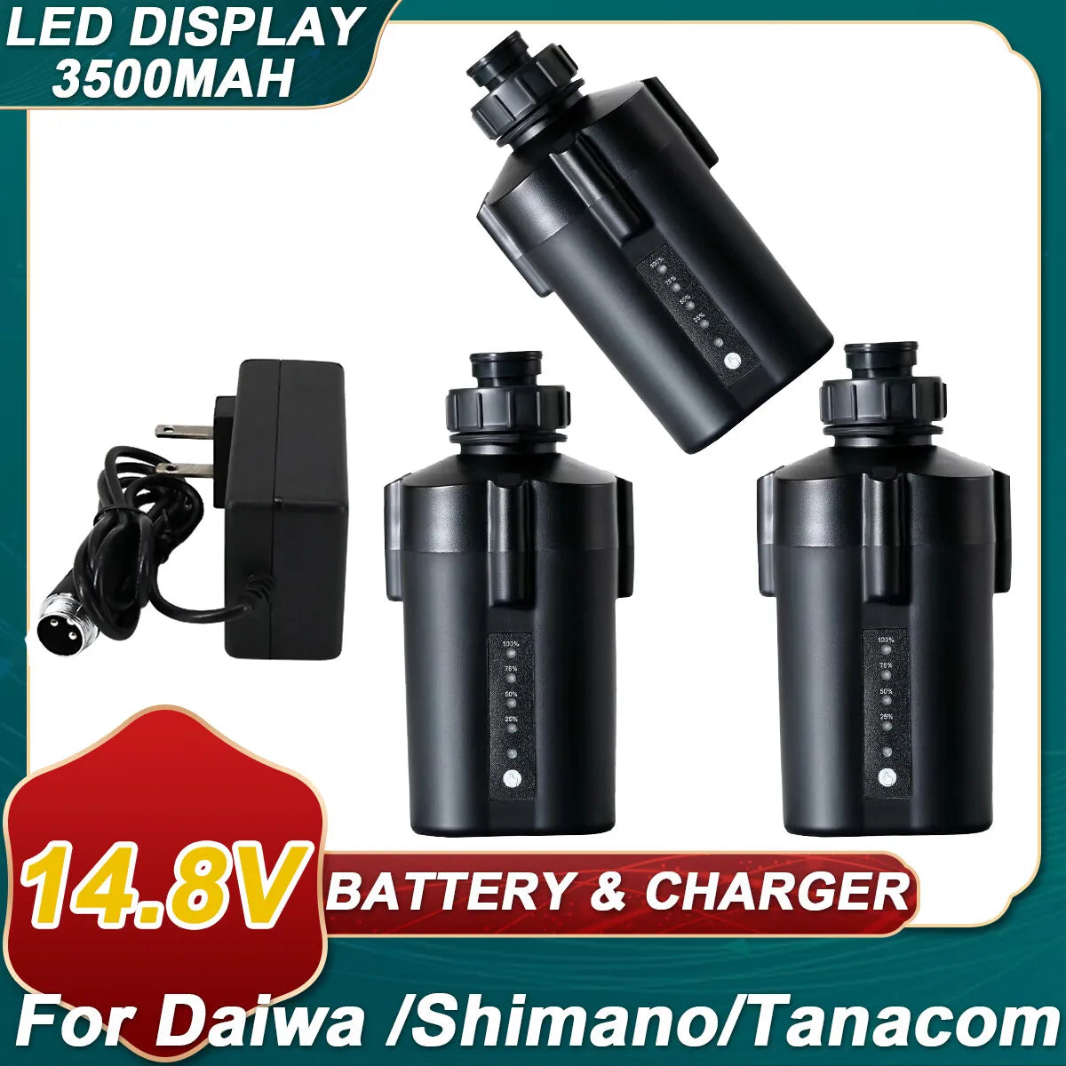 3500mAh For Daiwa Electric Fishing Reel 3XBattery+Charger Tanacom 1000 750 500