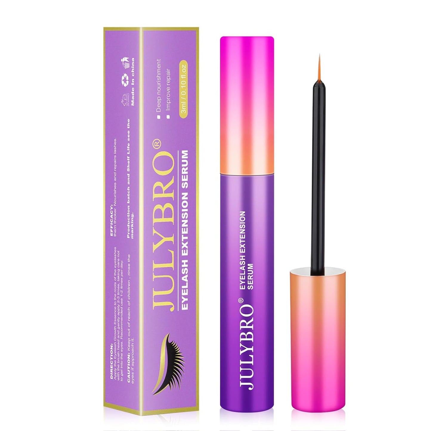 Eyelash Growth Serum(3ML),Eyelash Extension Serum with Natural Ingredients for Eyelash and Eyebrow, Rapid Lash Eyelash Growth Serum to Grow Lashes Thicker, Healthier and Stronger