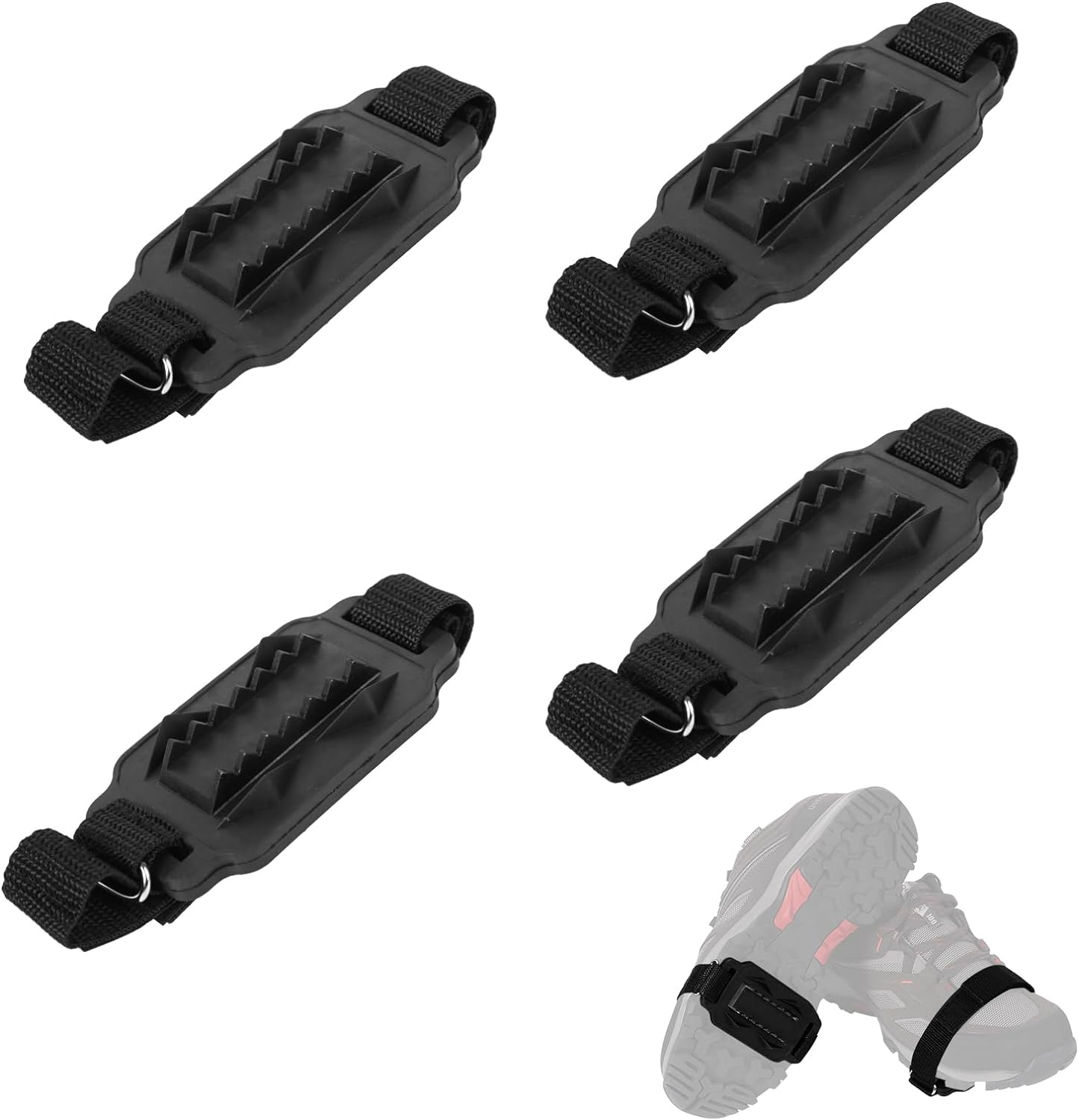 2 Pairs Mid-Sole Ice Cleats, Anti-Skid Crampon Traction Cleats 14-Tooth Shoe Ice & Snow Grips for Boots Crampons Spikes Ice Shoes Grippers for Winter Hiking Walking Mountaineering