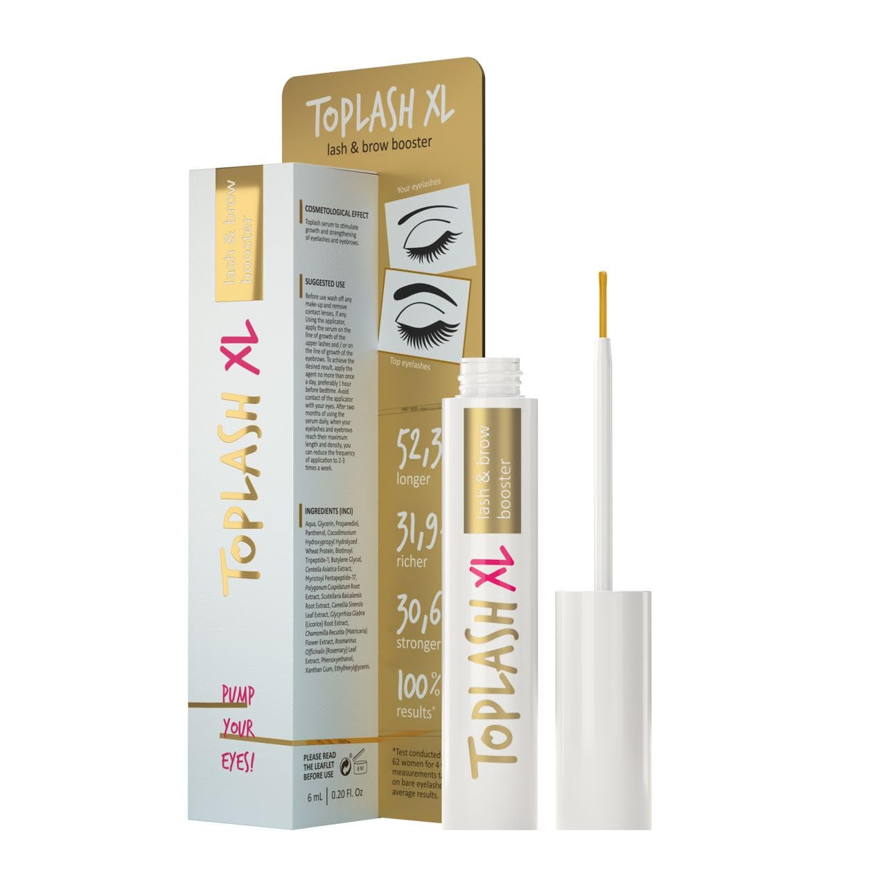 XL Lash and Brow Booster, Growth Serum with Eyelash and Eyebrow Enhancer, Promotes Stronger, Thicker, Healthier Lashes with Botanicals and Peptides