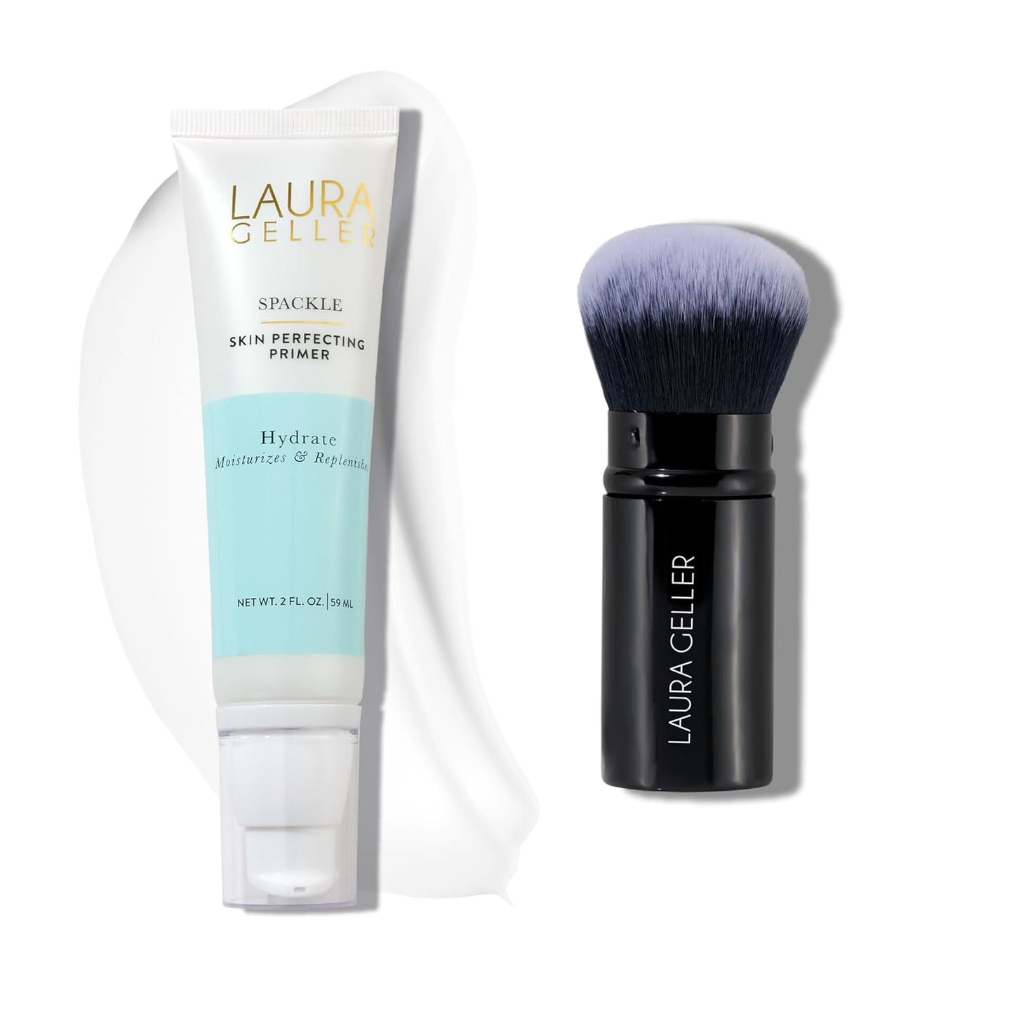 LAURA GELLER NEW YORK Spackle Super-Size Makeup Primer with Hyaluronic Acid, Hydrate + Airbrush Kabuki Brush