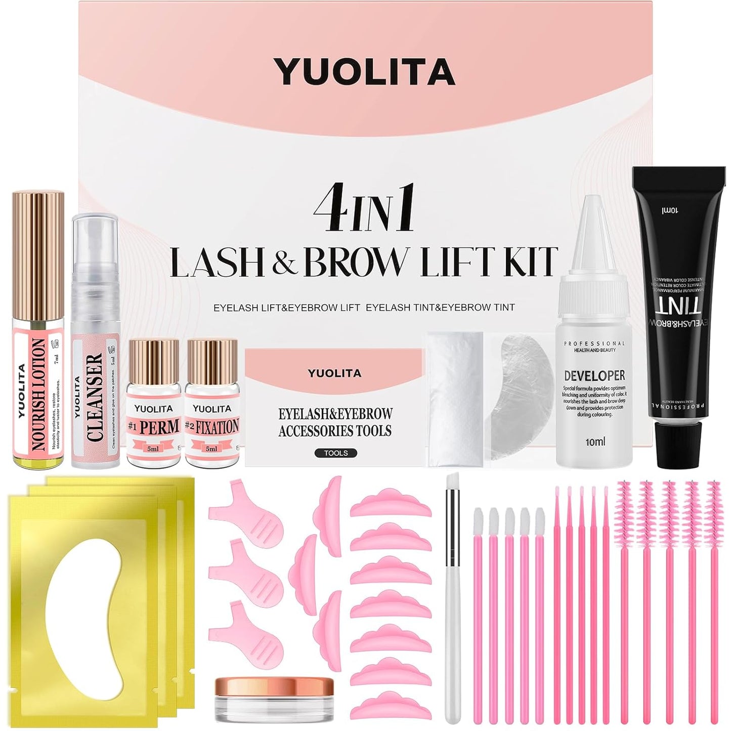 2024 4 in1 Lash Lift and Black Color Kit,Eyelash Lift Kit & Brow Lamination Kit,Professional Brow Lamination and Coloring Kit Safe Easy to Use at Home Salon