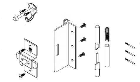 Bradley HDWP-AD5IH Toilet Partition Hardware Kit, One-Ear Strike for use with Bradley 1" Panels
