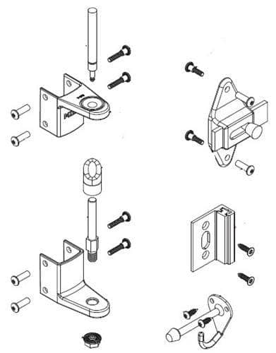 Bradley ZD1-SLFS Toilet Partition Stall Door Hardware Kit, In-Swing, Surface-Latch for use with Bradley 1" Panels
