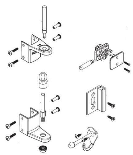 Bradley HDWT-SD1-FS Toilet Partition Door Hardware Kit, Flat-Strike, In-Swing for use with Bradley 1" Panels