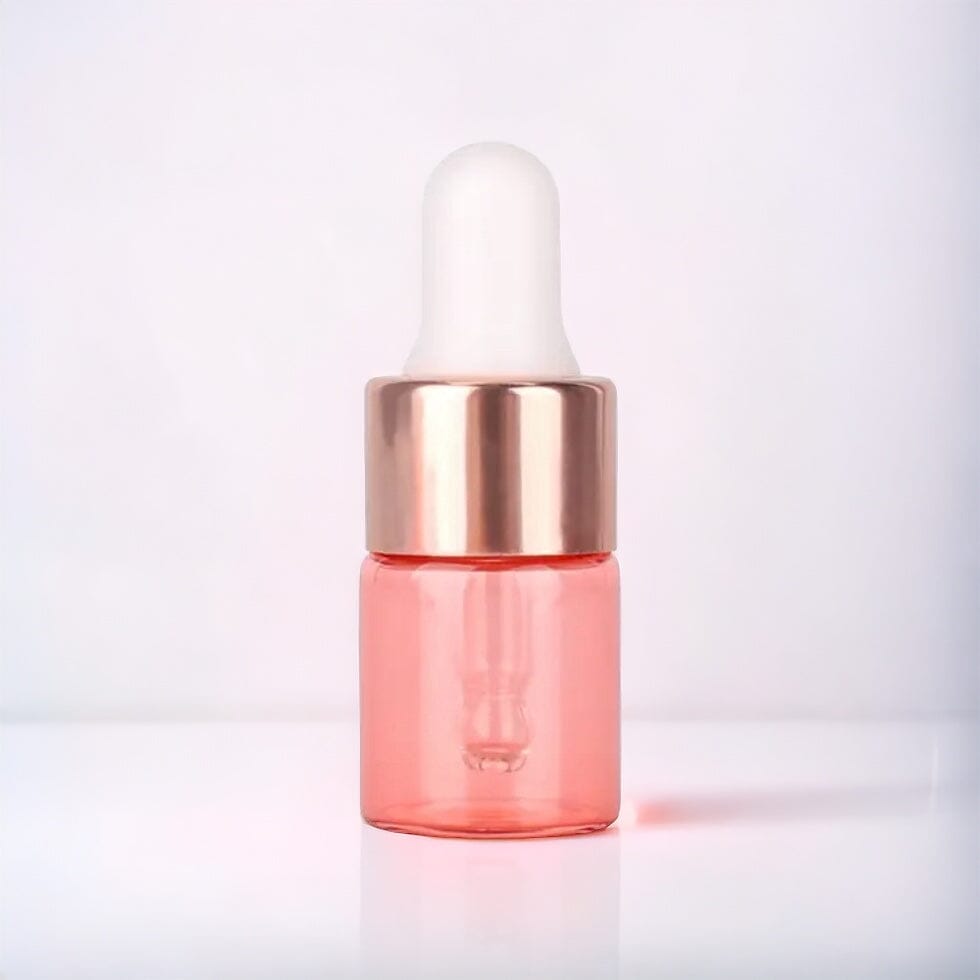 2 ml Pink Glass Vials w/ Rose Gold Dropper (Pack of 5)