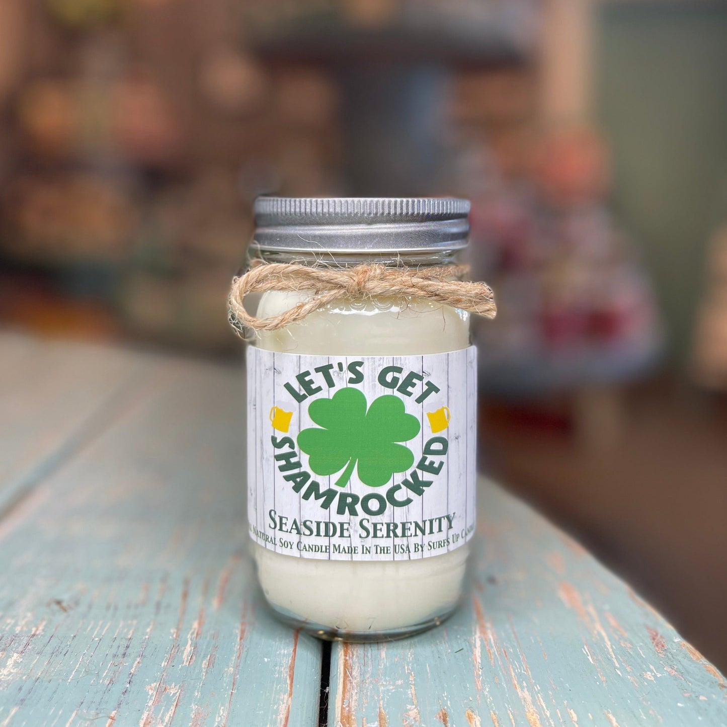 Shamrocked Seaside Serenity Mason Jar Candle - St. Patrick's Day Collection