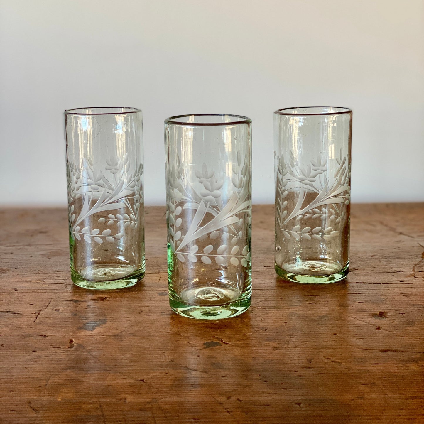Mexican Etched Floral Tumbler - Tall