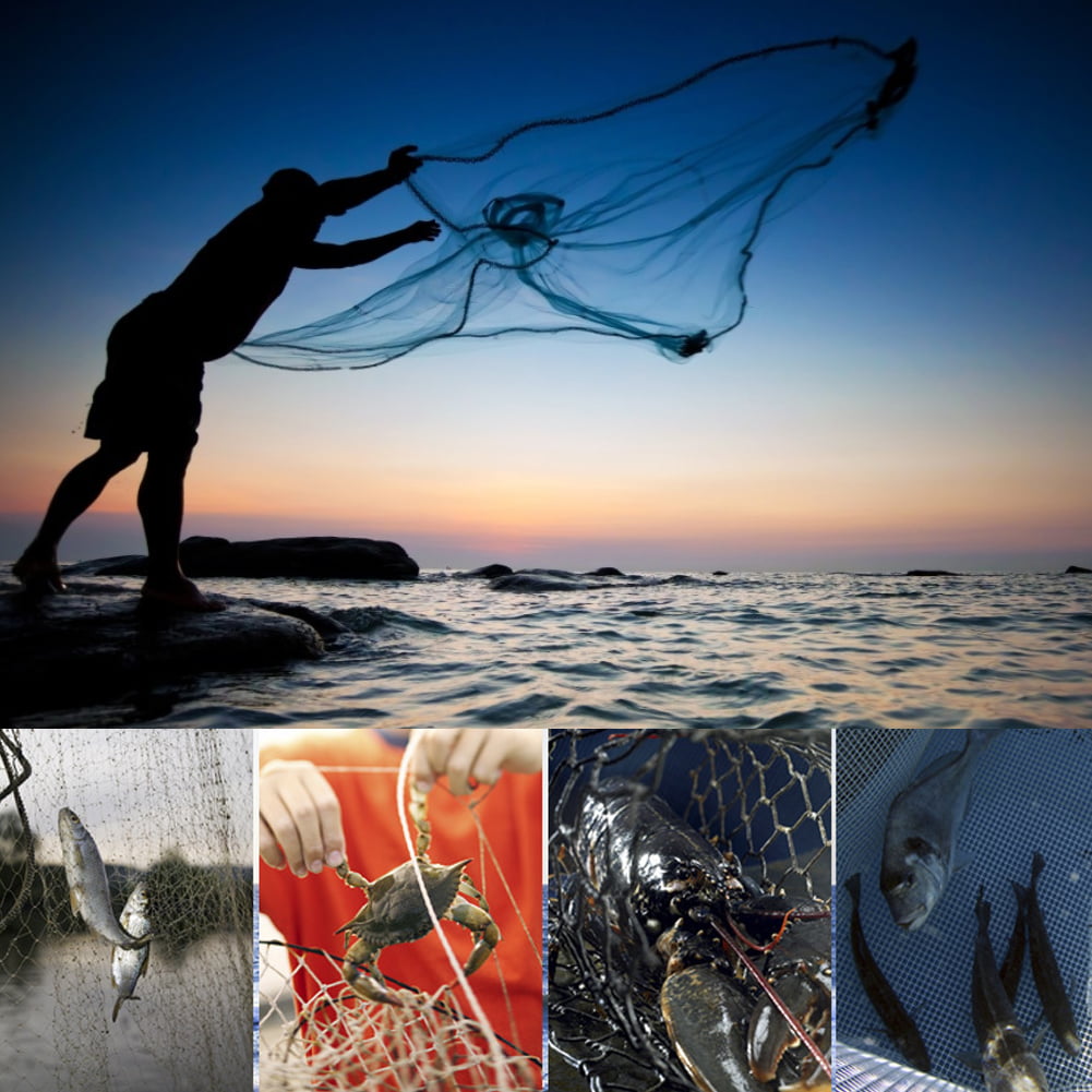 Portable Durable Hand Throw Fish Mesh Net Catch Fishing Network Trap Accessory3.6 meters