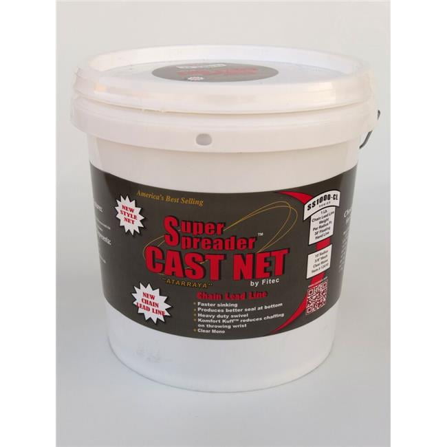 Super Spreader 8 ft. x 1 in. Mesh, SS1000-CL Chain Leaded Cast Net Clear, 1 lb wt