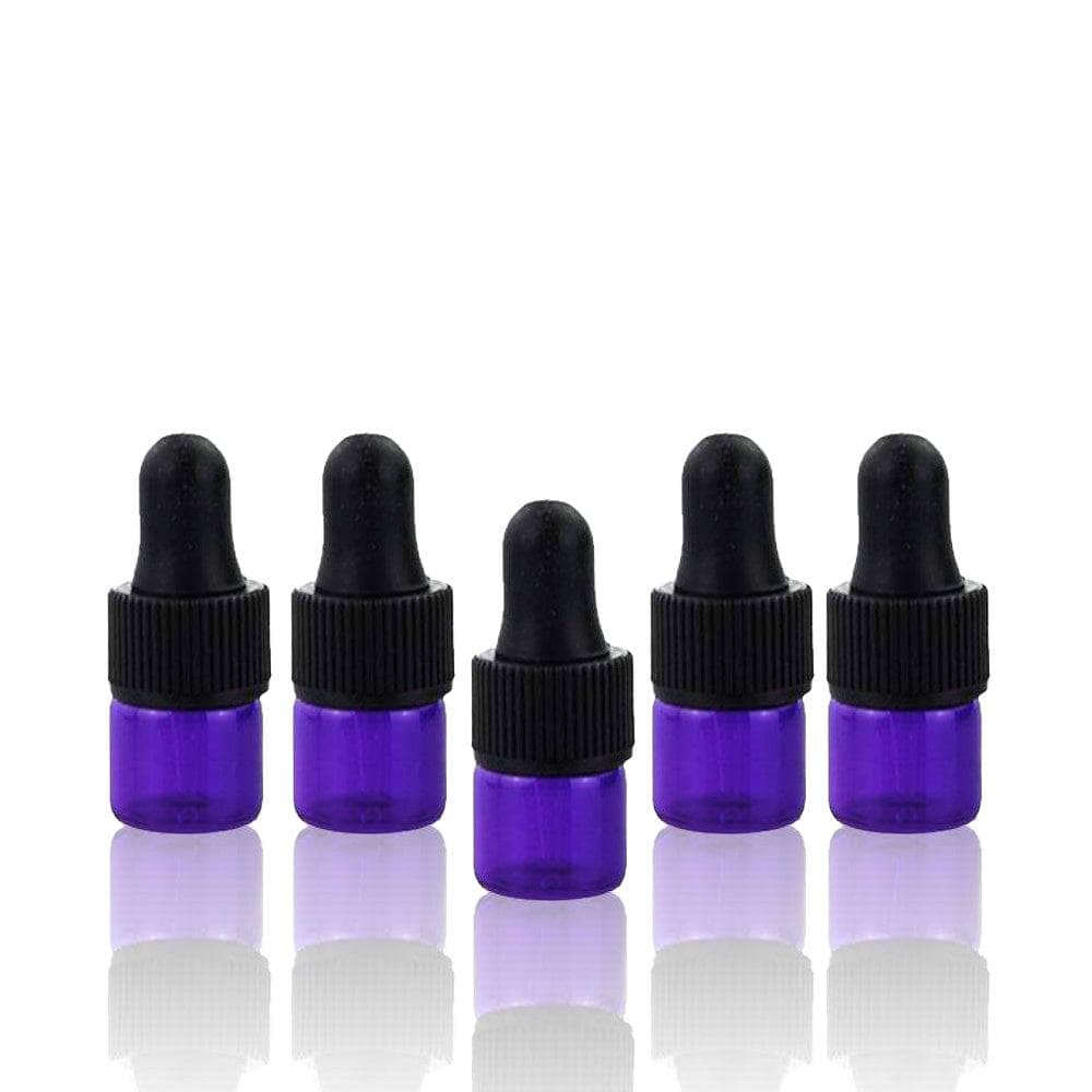 1 ml Purple Glass Vials w/ Black Dropper (Pack of 5)