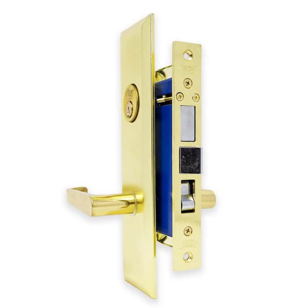 Mortise Lock Set Door Left Handed Entry Handle Polished Brass