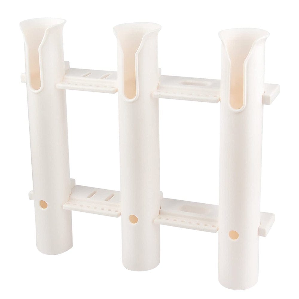 TOYMYTOY 1Pc Three Tubes Sturdy Fishing Rod Holder Pp Pole Base Boat Kayak Fixing Bracket for Anglers Outdoor (White)