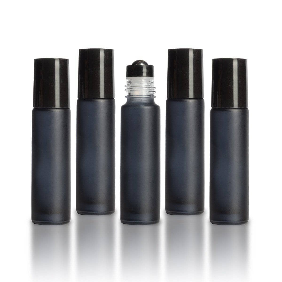 10 ml Black Frosted Bottles with Leak Guard™ Rollers (Pack of 5)