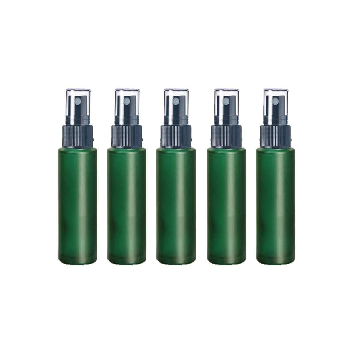 10 ml Green Frosted Glass Vial w/ Black Fine Mist Tops (Pack of 5)
