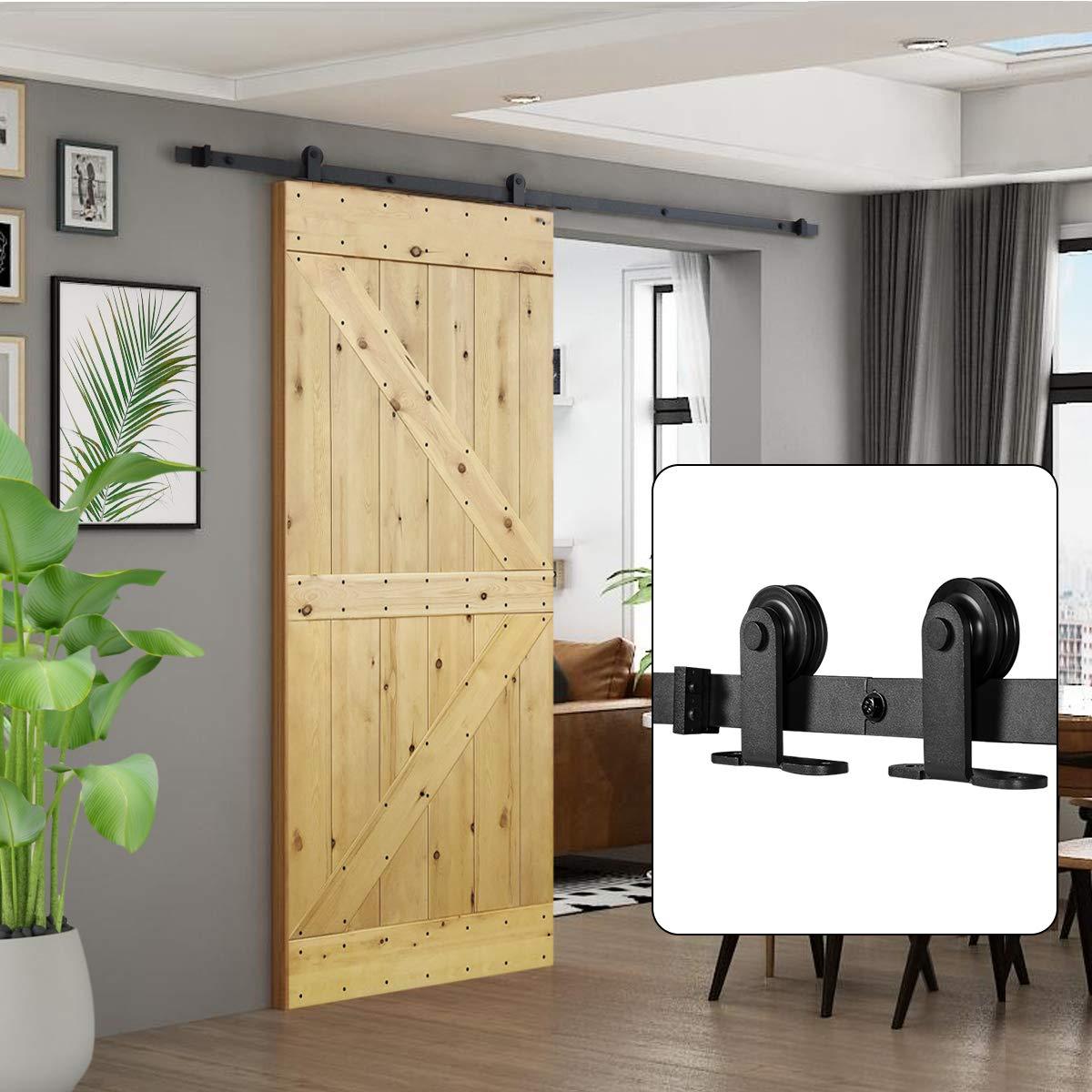 6.6 Ft Barn Door Hardware Kit Top Mount Hanging Hardware, T Shape