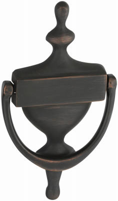 National Hardware® N336-149 Solid Brass Door Knocker, 7", Antique Bronze
