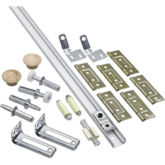 National Hardware N343-731 Folding Door Hardware Set, White, 60"