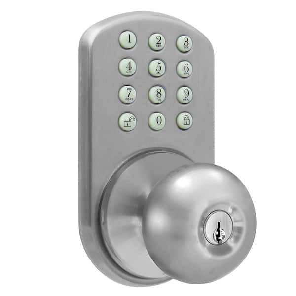 Entry Door Knob Keyless Satin Nickel with Glow in the Dark Keypad