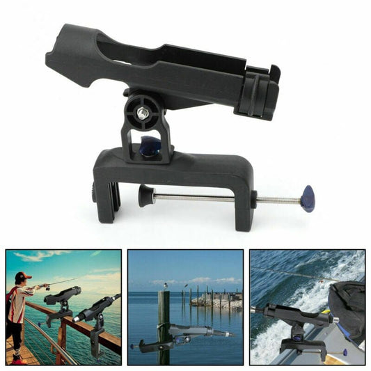 2-DAY Motor Genic Adjustable Boat Fishing Pole Rod Holder Clamp-On Rail 4.7Inches Fits Kayak