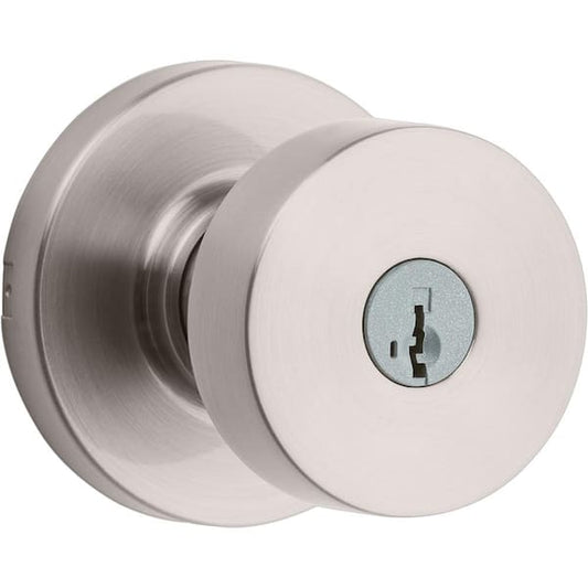 Entry Door Knob SmartKey Security Round Satin Nickel Exterior