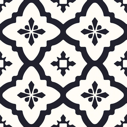 12" x 12" Floor Tiles Vinyl Peel And Stick, Black & White 10-Pack