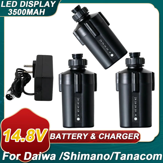 3500mAh For Daiwa Electric Fishing Reel 3XBattery+Charger Tanacom 1000 750 500