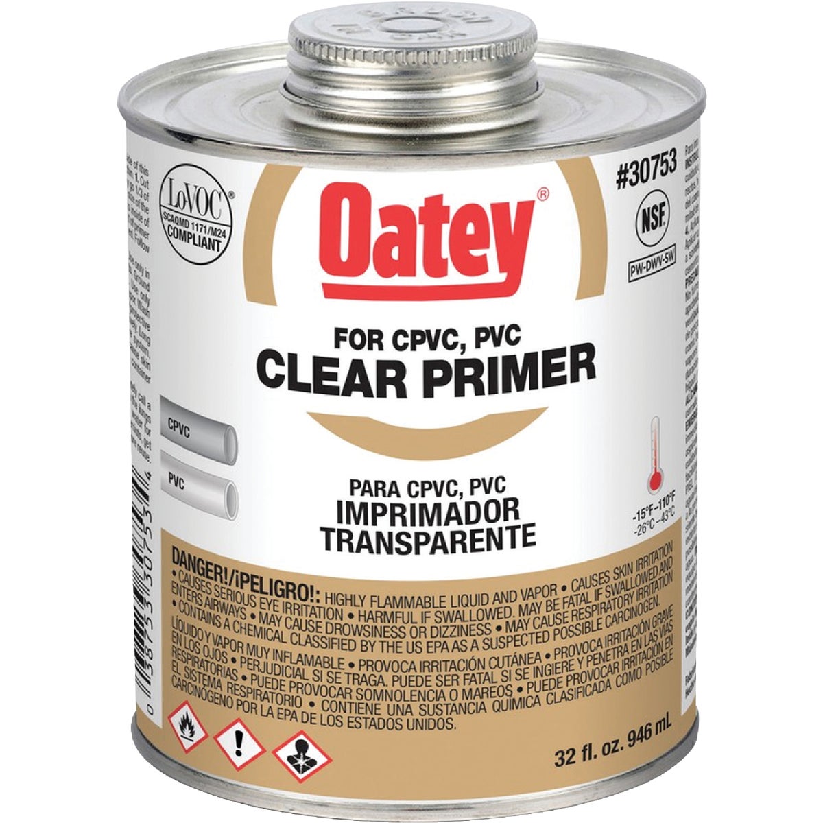 Oatey 32 Oz. Clear Pipe and Fitting Primer for PVC/CPVC