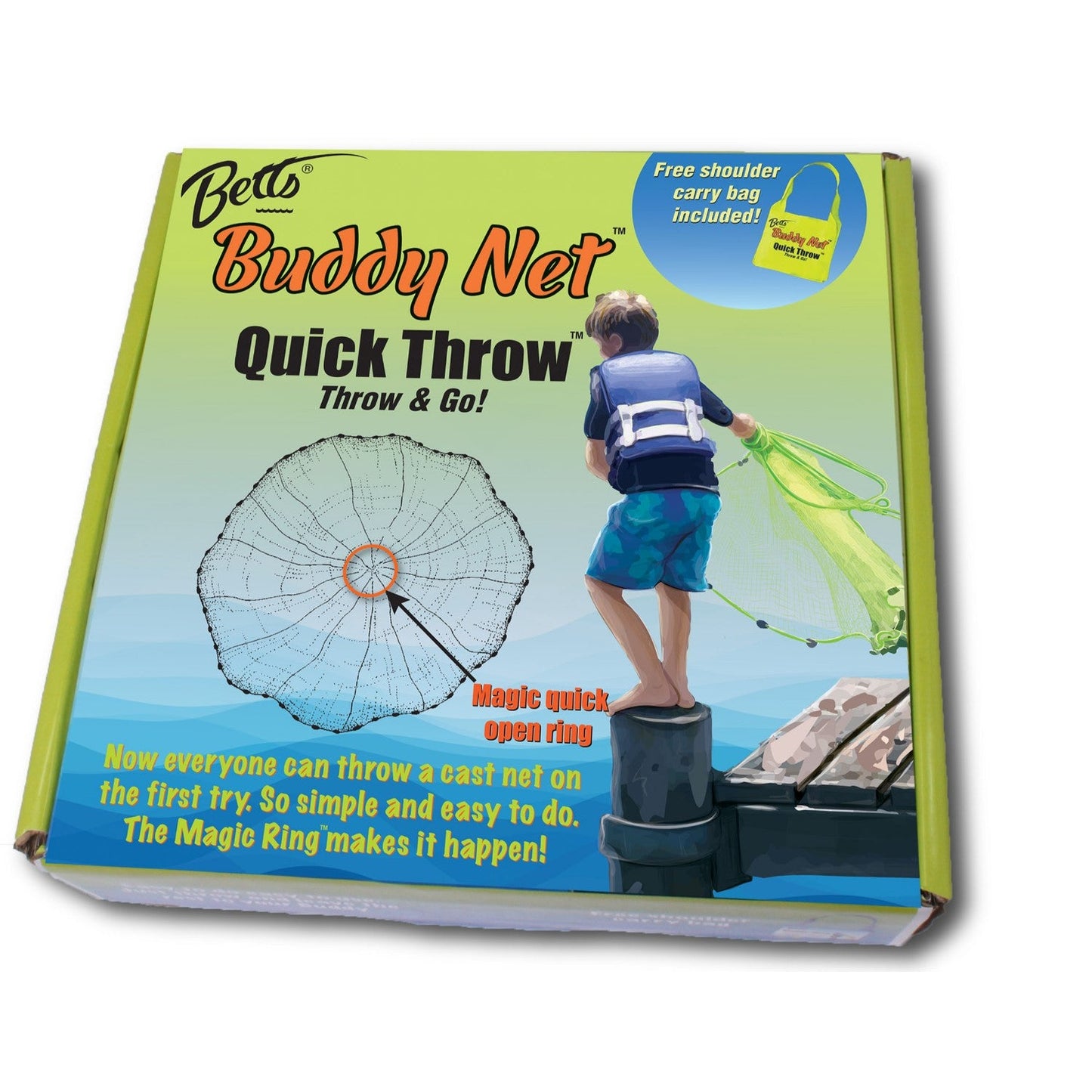 4ft 0.375inch Mesh Chartreuse Betts Buddy Quick Throw Net