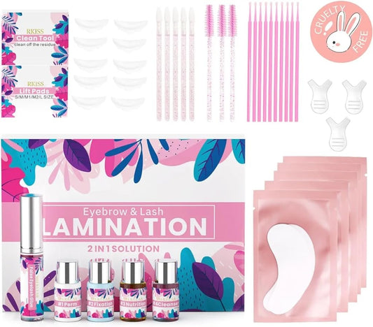 2 in 1 Lash Lift Kit Brow Lamination Kit - Easy to Use & Instant Curling & Long Lasting Eyelash Perm Kit & Achieve Salon Results & DIY or Professional Use
