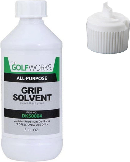 Golf Club All Purpose Grip Solvent (8 Ounce Bottle w/Easy Pour Cap)