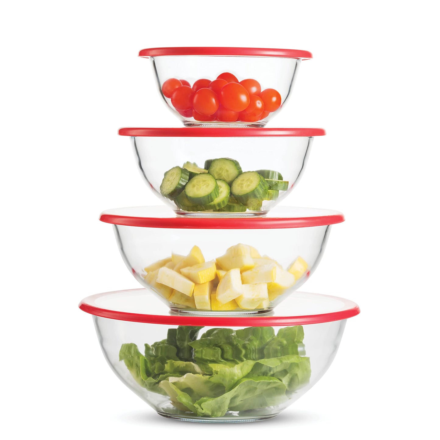 Glass Mixing Bowls with Lids - 8 Piece Set