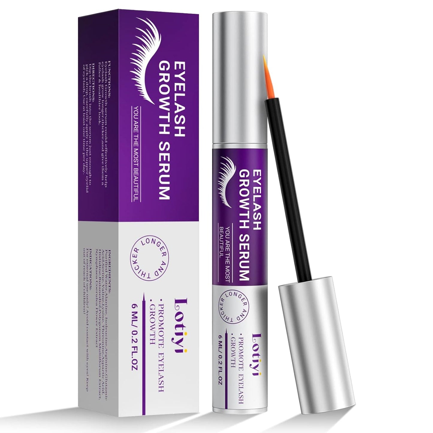 Lash Serum - 6ml Eyelash Growth Serum for Natural Lashes & Extensions & Eyebrows, Thicker, Fuller & Longer Looking Eyelashes Lash Enhancing Serum, Vegan & Cruelty-Free