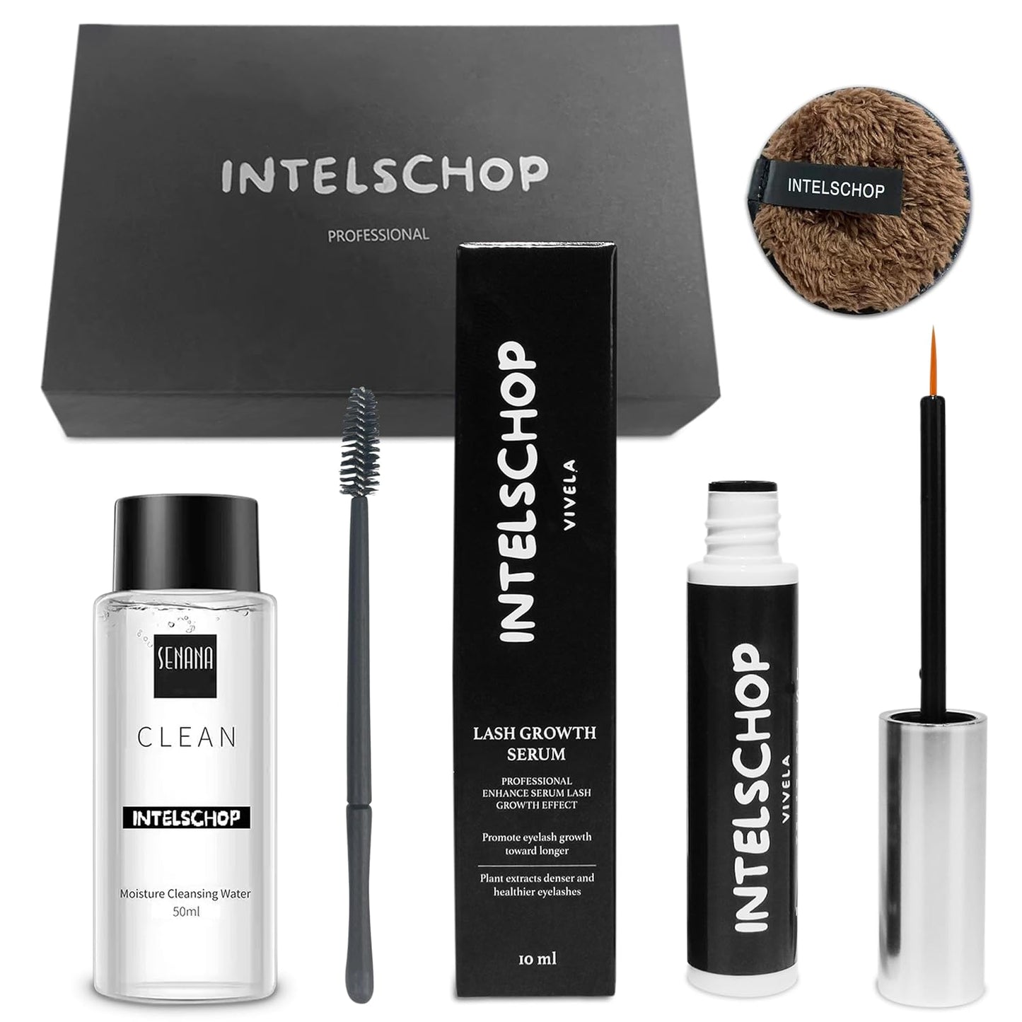 Lash Serum 10ml, 4 Pack Kit, Eyelash Growth Serum, Big Eyelashes includes Makeup Remover Reusable, Facial Cleanser.