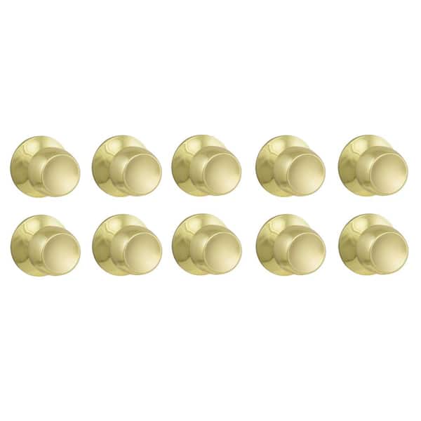 Passage Door Knob Polished Brass Hall/Closet 10-Pack Easy Install