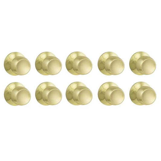 Passage Door Knob Polished Brass Hall/Closet 10-Pack Easy Install
