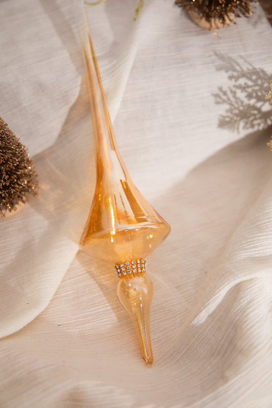 Finial 12” Champagne Collared Glass Finial Ornament