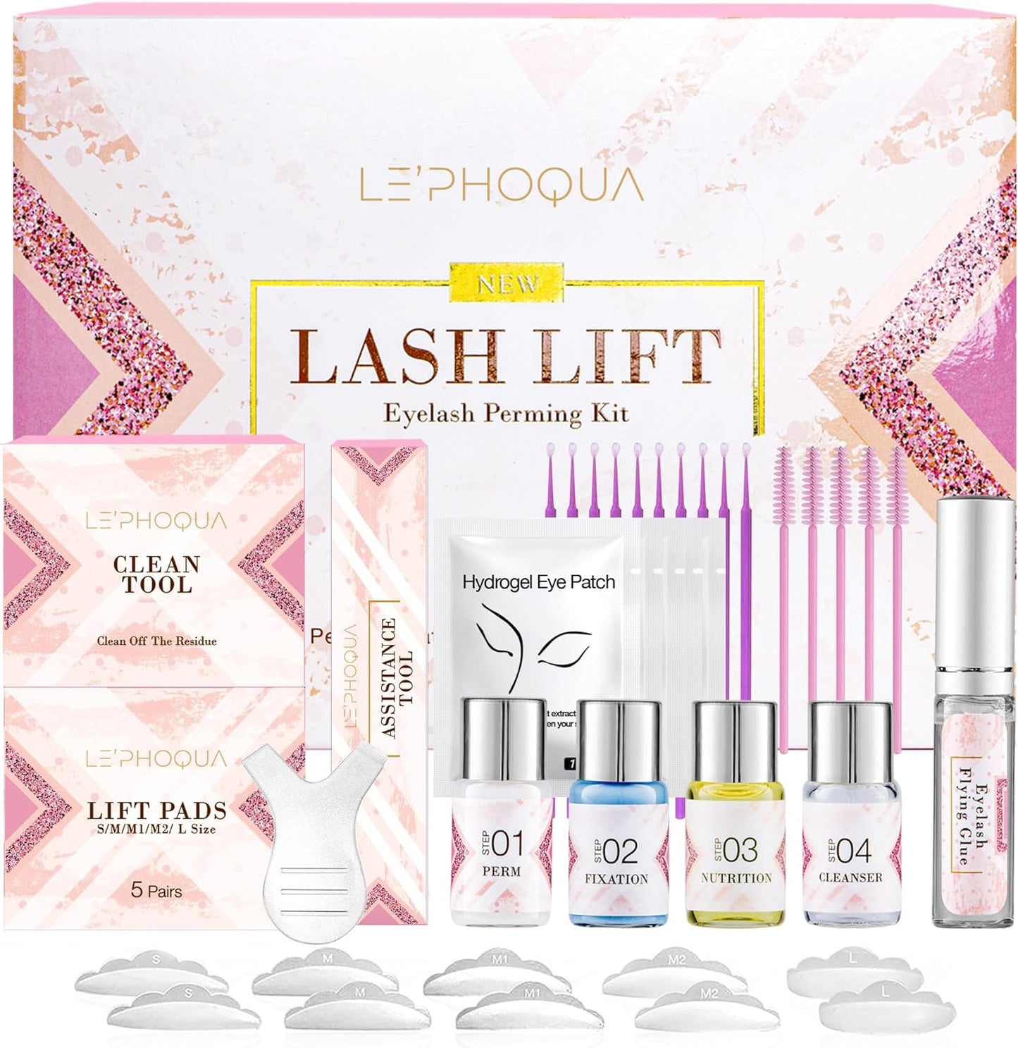 Lash Lift Kit, Eyelash Perm Kit, Professional Eyelash Lift Kit, Curling Lash Extension Set, Lash Curling, Semi-Permanent Curling Perming Wave Suitable for Salon