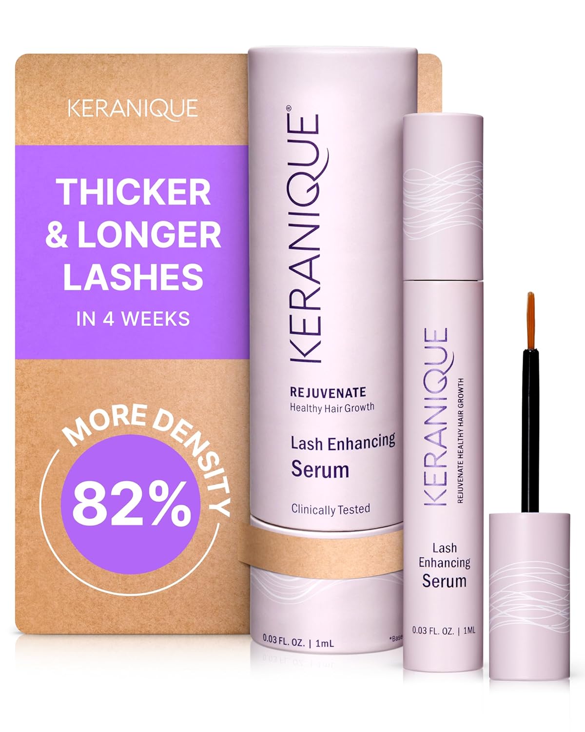 Keranique Lash Serum - Eyelash Growth Serum for Women with Thin & Brittle Eye Lashes - Intense Eyelash Serum for Growing Long Natural Eyelashes - Volumizing & Enhancing Anti-Aging Grow Boost Serum