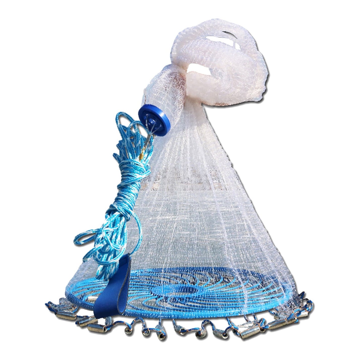 Biplut 240/300/360cm Outdoor Fishing Hand Throw Fine Mesh Cast Net Flying Trap Disc (360cm)