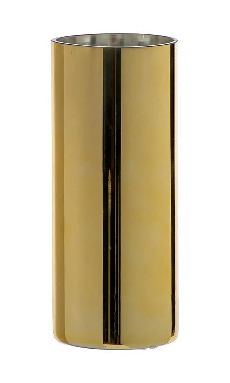 Set of Four 10" Gold Cylinder Glass Vases