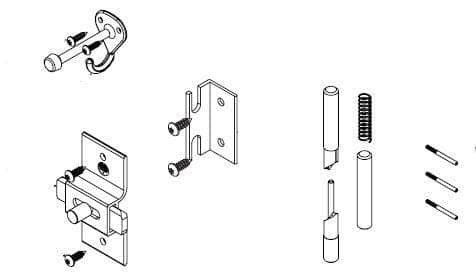 Bradley HDWP-AD3IH-NS1 Toilet Partition No Site Door Hardware Kit, In-Swing for use with Bradley 1" Panels