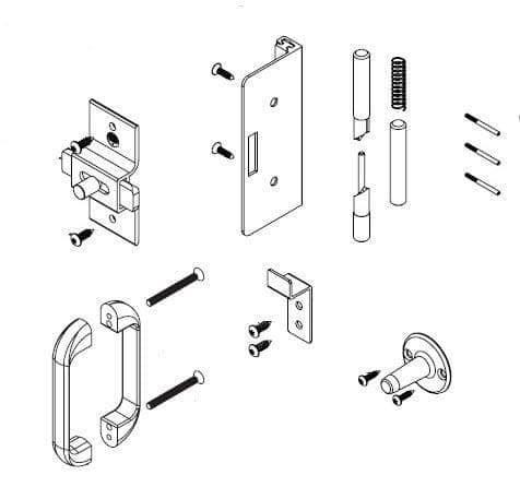 Bradley AD8IH Toilet Partition Door Hardware Kit, Flat-Strike, Out-Swing for use with Bradley 1" Panels