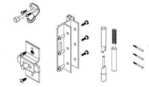 Bradley HDWP-AD3IH Toilet Partition Hardware Kit, In-Swing for use with Bradley 1" Panels