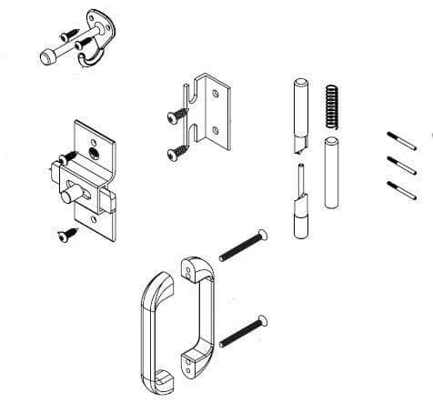Bradley HDWP-AD5IH-NS Toilet Partition No Site Door Hardware Kit, In-Swing for use with Bradley 1" Panels