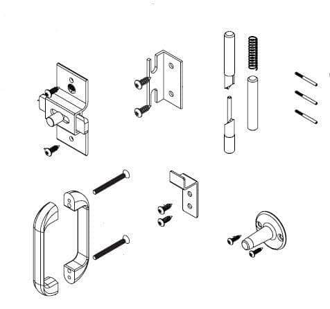 Bradley HDWP-AD4IH-NS Toilet Partition No Site Door Hardware Kit, Out-Swing for use with Bradley 1" Panels