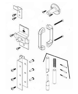 Bradley HDWP-AD4IH Toilet Partition Hardware Kit, Out-Swing for use with Bradley 1" Panels