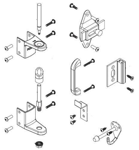 Bradley ZD1-SLFSHC Toilet Partition Hardware Kit, Surface-Latch flat-Strike for Bradley 1" Panels