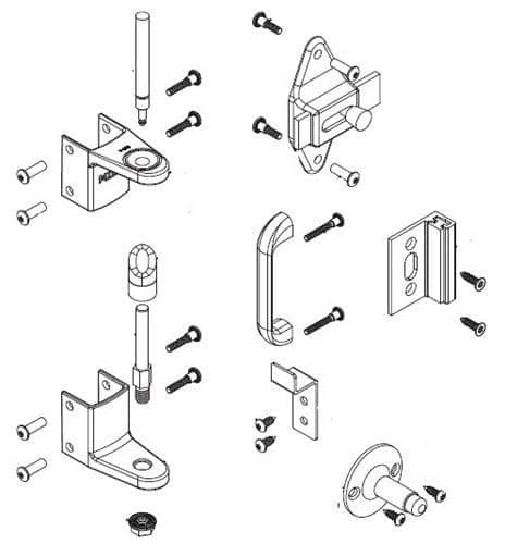 Bradley ZD2-SLFS Toilet Partition Hardware Kit, Surface-Latch for Bradley 1" Panels