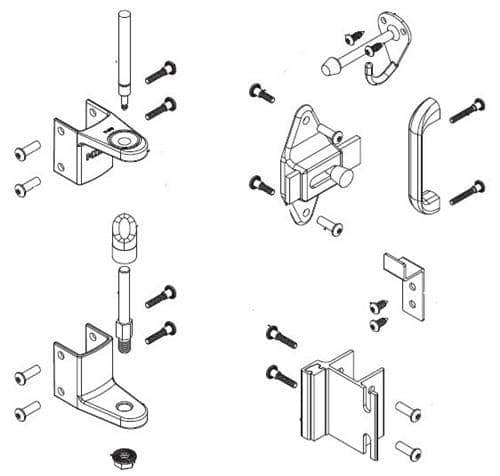 Bradley ZD1-SLWSHC Toilet Partition Surface Latch Door Hardware Kit, Wrap Around Strike/Keeper for Bradley 1" Panels